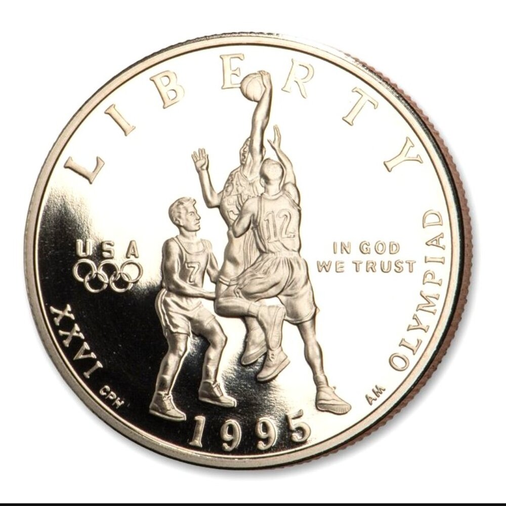 1995 Atlanta Olympics Basketball BU Clad Half Dollar with COA